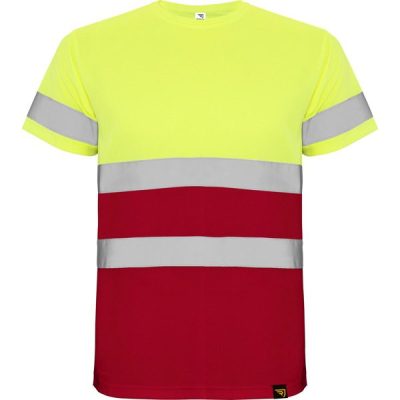 camiseta manga corta Delta/amarillo fluor/rojo laboral