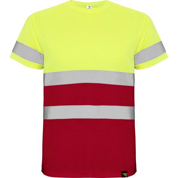 camiseta manga corta Delta/amarillo fluor/rojo laboral