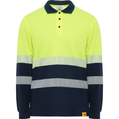 polo manga larga Vega/amarillo fluor/marino