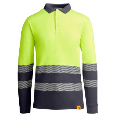 polo atrio manga larga/amarillo fluor/plomo