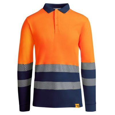 polo atrio manga larga/marino/naranja fluor