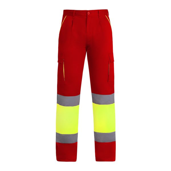 pantalon enix/rojo ñaboral/amarillo fluor